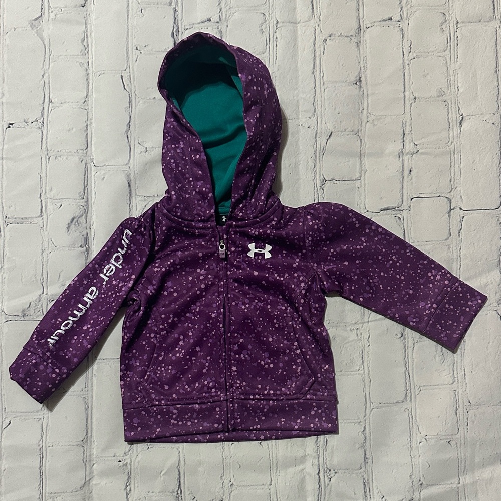 Under Armour Purple Track Jacket with Teal Lining Zip Up Hoodie 3-6M